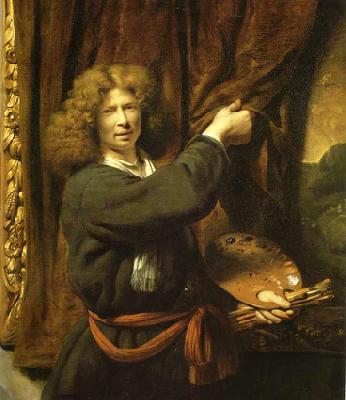 Cornelis Bisschop Self portrait as Zeuxis oil painting image